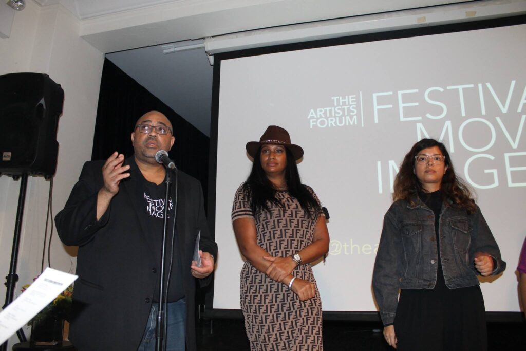 Amos White V with Filmmakers Ty Whittington-Scott and Diana Guerra at #theartistsforumfilmfest 2018, Greenwich House Music School, NYC