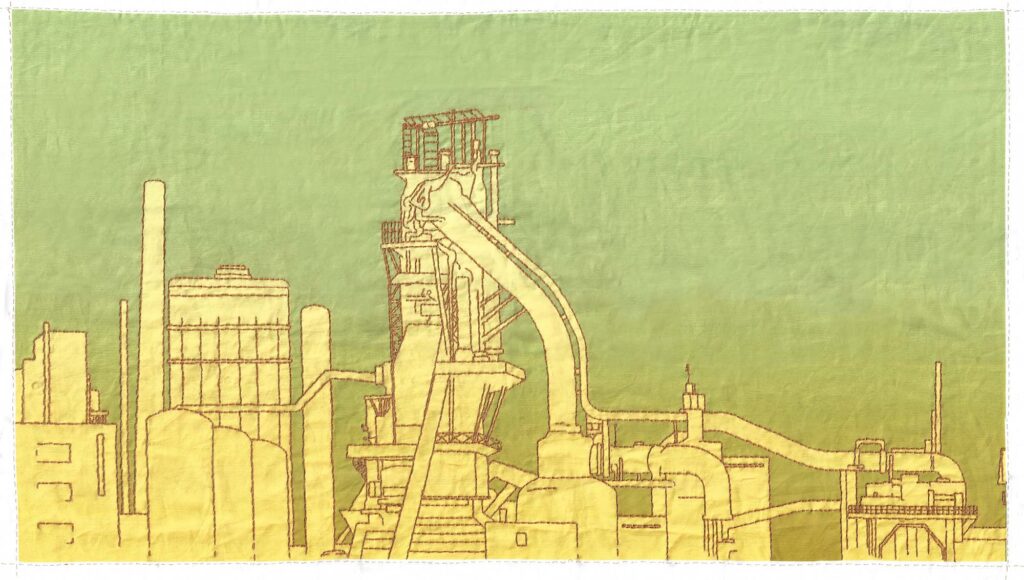 Image of Steel Mill - work sample for "Being Pushed Down by Shadow" by Ashley Gerst