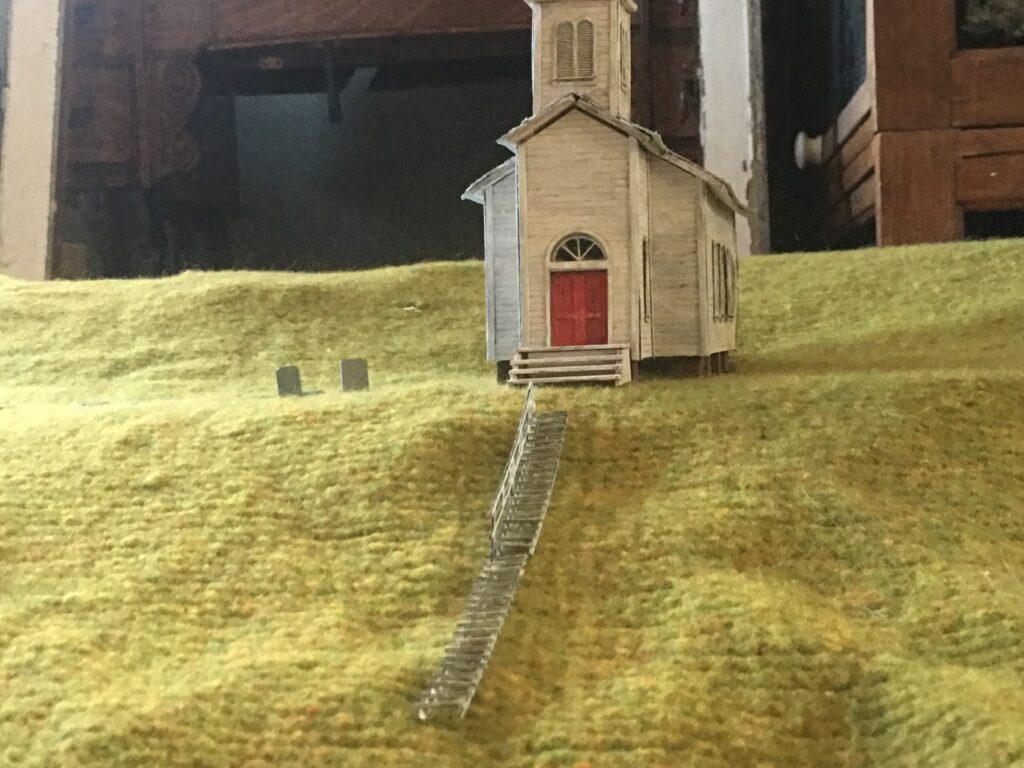 "Church Set Construction" Work-in-progress image for the film "The Spirit Seam" by Ashley Gerst