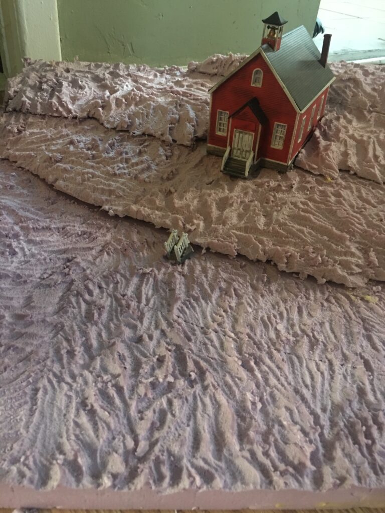 "School House Set Construction" Work-in-progress image for the film "The Spirit Seam" by Ashley Gerst