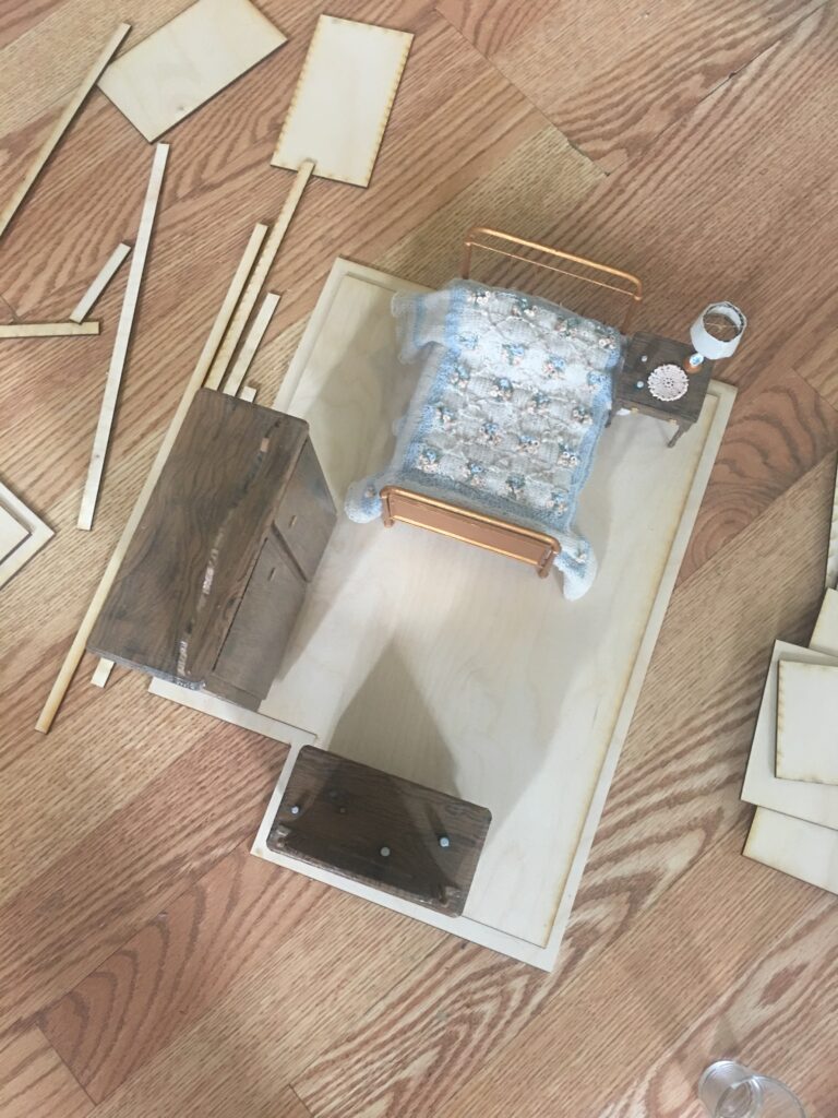 "Bedroom Set Construction" Work-in-progress image for the film "The Spirit Seam" by Ashley Gerst