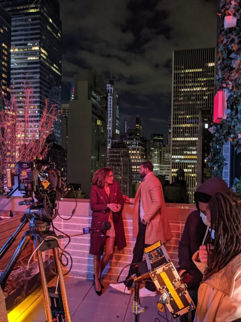 (l to r): Rebecca L. Hargove and Zarrette Rogers on set of the short film "Last Call."