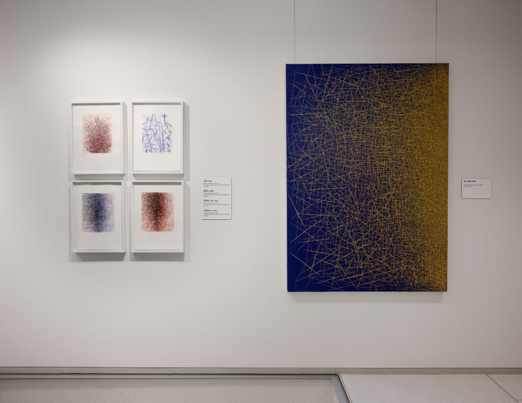 Various works at Il Lee — Energy and Flow: Abstraction of Movements at the Vilcek Foundation (photo courtesy of the Vilcek Foundation)