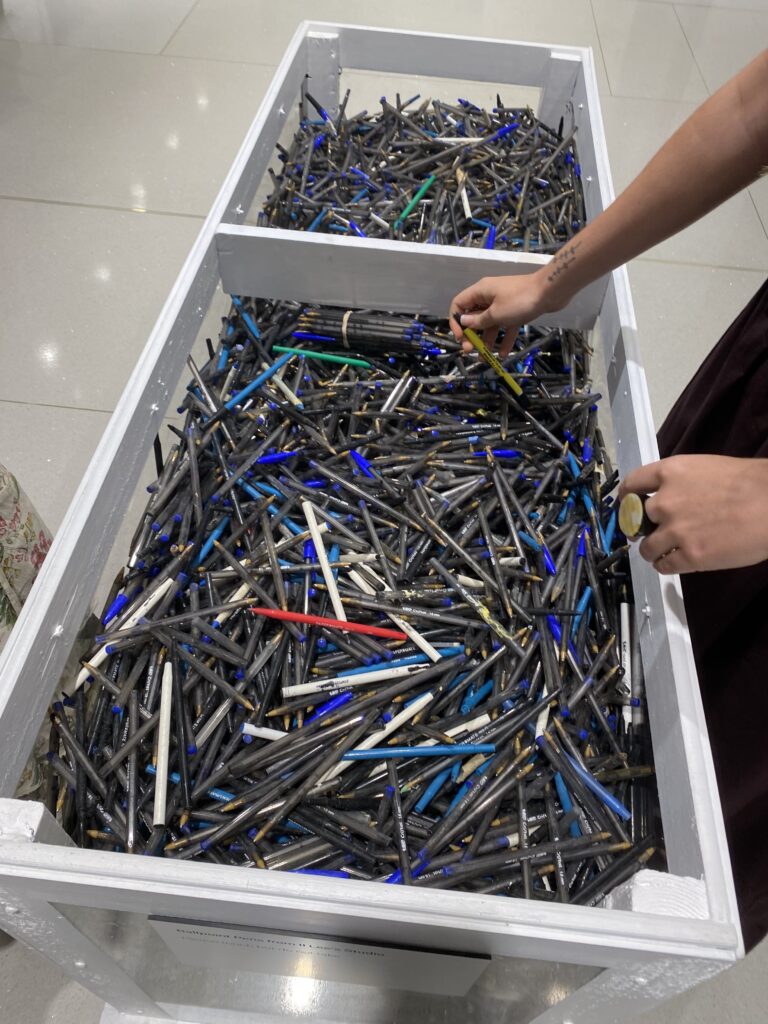 The Vilcek Foundation displays piles of Il Lee's ballpoint pens used by artist to create his works (Photo by Amos White V)