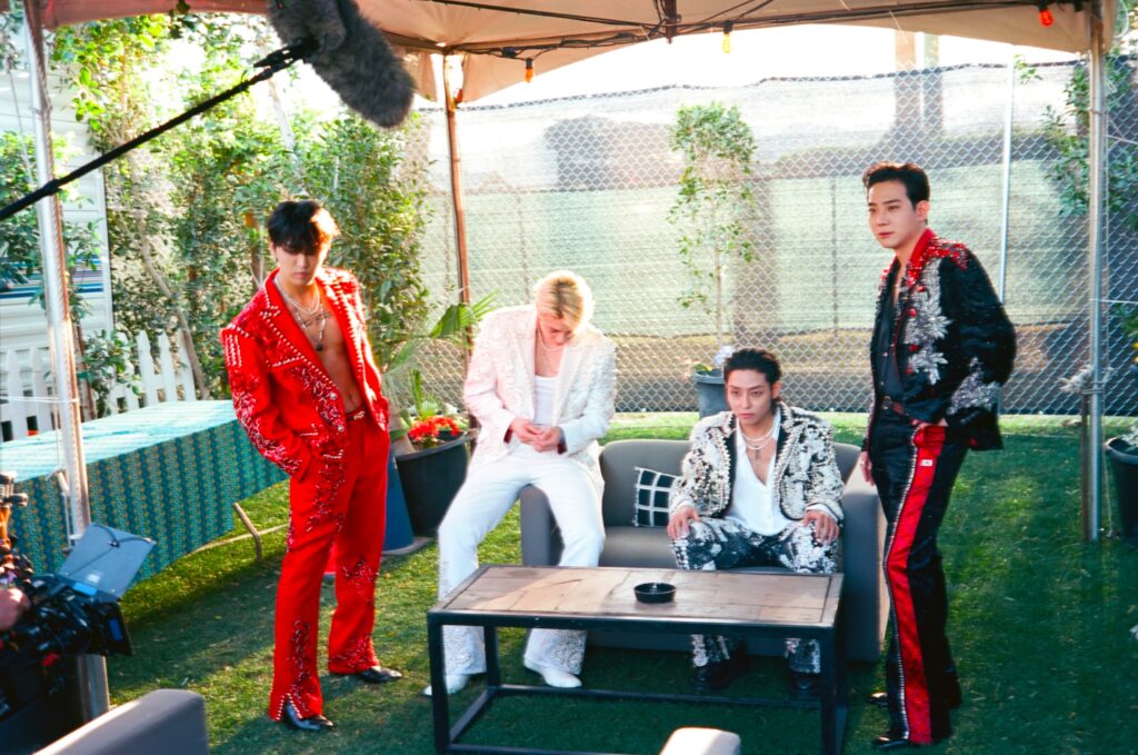 The Rose band members behind the scenes filming the documentary "The Rose: Come Back To Me" before their Coachella performance. Photo by Richard Hama